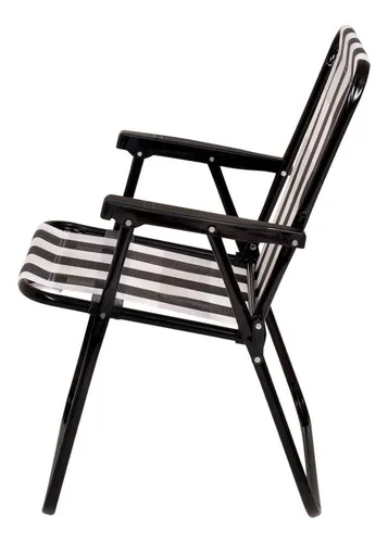 Conjunto Com 8 Cadeiras De Praia Alta De Aço Mor Retrô Preto