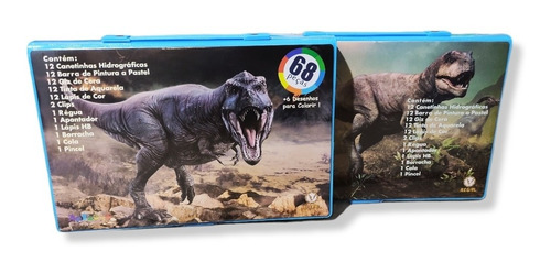 Imagem 3 de 4 de Kit Estojo Escolar Azul Maleta De Pintura 68 Peças Qualidade