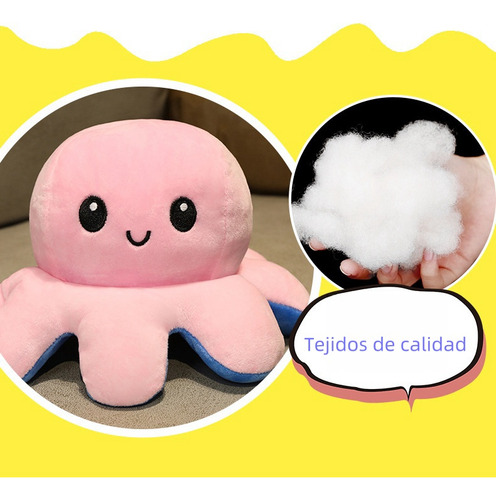 Zn Gran Peluche Pulpo Reversible Con Colores Intercambiables