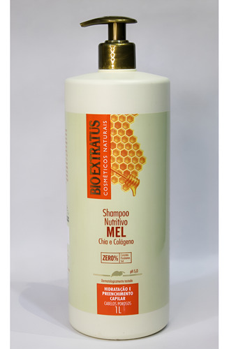 Shampoo Nutritivo Mel, Chia E Colágeno Bio Extratus 1l