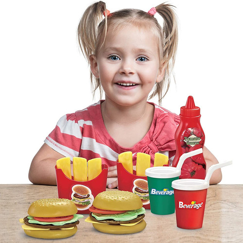 Toy Chef Fast Food Meal Playset, Pretend Play Hamburguesas,