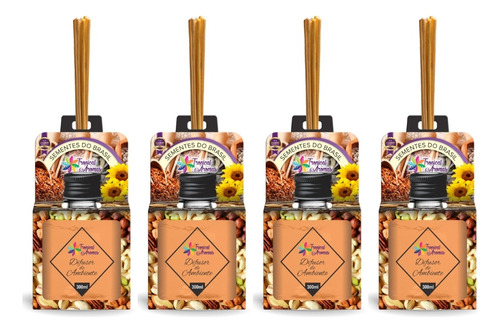 4 Unid. Difusor De Ambientes 300ml Tropical Aromas Coffe