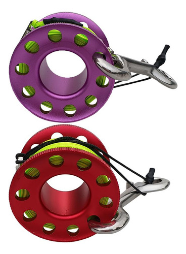 2pcs Carrete De De Buceo Con Clips De Doble Extremo 15 M
