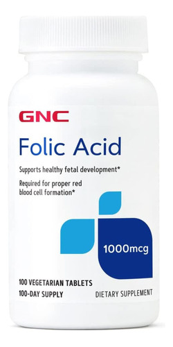 Ácido Fólico 1000 Mcg  100 Tabletas Gnc