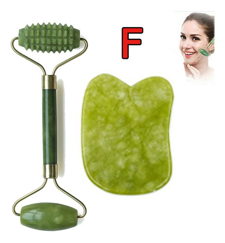 Rodillo De Masaje Facial Jade Gua Sha Antienvejecimiento