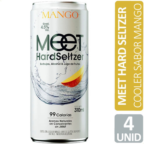 Coctel Meet Mango Hard Seltzer Cooler Lata X4 Unid 01mercado