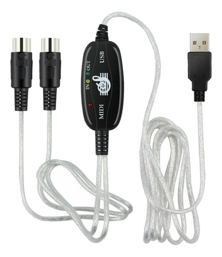 Convertidor De Cable De Interfaz Midi Usb In Out De 2 M