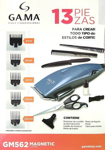 Maquina Corta Pelo Gama Gm 562 13 Piezas Con Cable