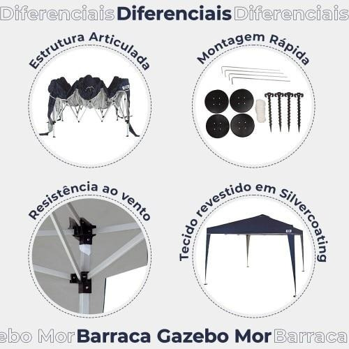 Barraca Gazebo Mor Sanfonado X-flex 3 Metros, Azul