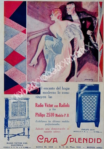 Cartel Retro Art Nouveau Radiolas Victor Y Philips, 1920s 84