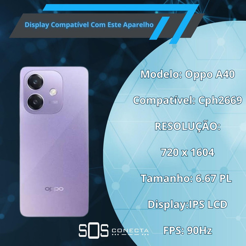Tela Display Compatível Com Oppo A40 Com Aro Cph2669 Premium