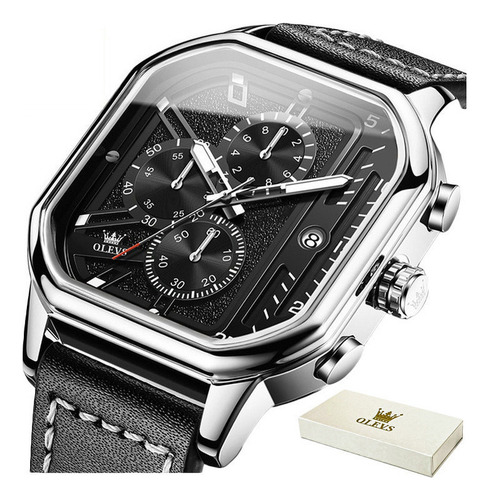 Reloj Olevs Luminous Square Con Calendario Cronógrafo