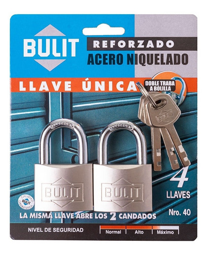 Candados Hermanados Bulit - Doble Traba A Bolilla N°40