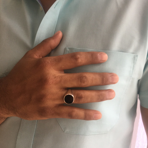 Imagen 7 de 10 de Anillo De Plata Ley 925 Para Hombre Con Piedra Agálea