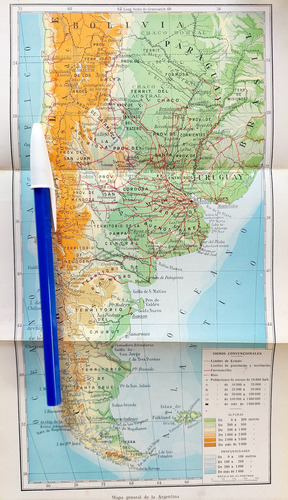 Antiguo Mapa Argentina 1930 Ferrocarriles Territorio Andes (Usado)