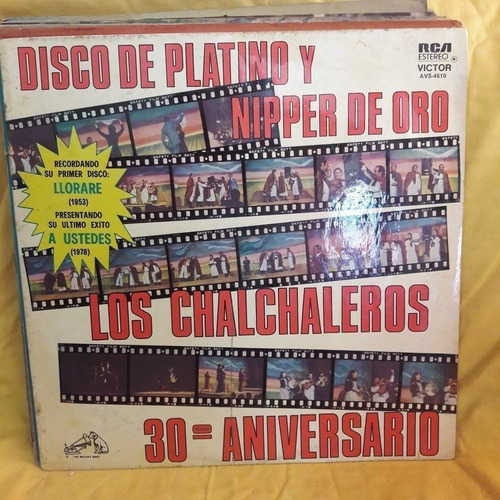 Vinilo Los Chalchaleros 30 Años Disco Platino Nipper Oro F3