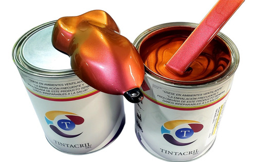 Imagen 3 de 6 de Pintura Camaleón Bicapa X 1/2 Lt. Oro - Rojo - Violeta