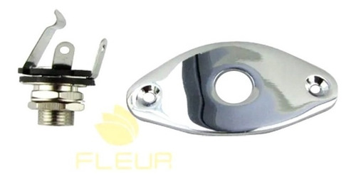 Jack Plate Oval Cromada Para Guitarra