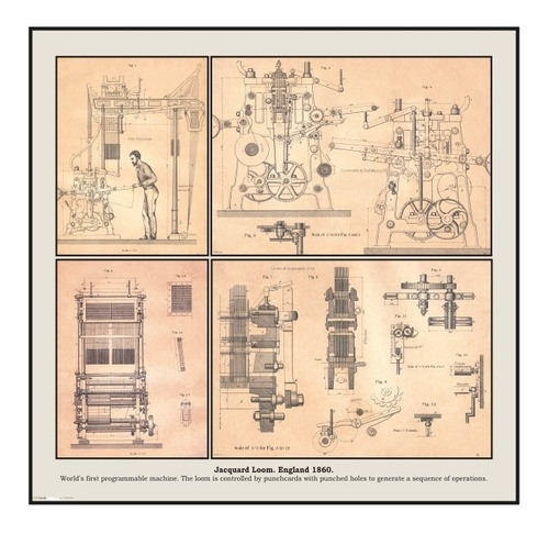 Lienzo Canvas Telar Jacquard Inglaterra 1860 Dibujo 50x60