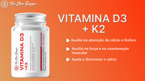 Vitamina D3 2000ui + K2 (MK7) 100mcg + Selênio 167mcg - 60 Veg Caps - The One Supps Imunidade
