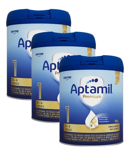 Kit 3 Latas Leite Aptamil Premium 1 Danone 800g Cada