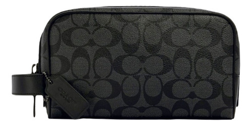 Sobaquera Neceser Coach Para Caballero De Piel Color Gris Oscuro
