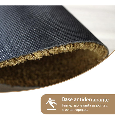 2 Tapete Capacho Fibra Coco Antiderrapante 33x60 Meia Lua E3