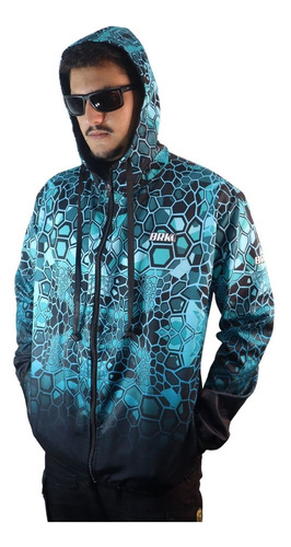 Imagem 2 de 6 de Jaqueta Corta Vento Impermeável Brk Blue Snake Com Uv50+