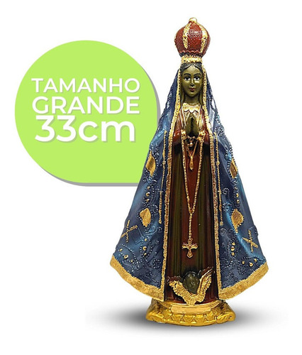 Imagem De Nossa Senhora Aparecida Grande Italiana Gesso 30cm