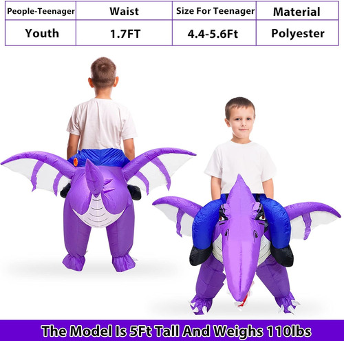 Camlinbo Disfraz Inflable De Dinosaurio De Halloween Para Ni