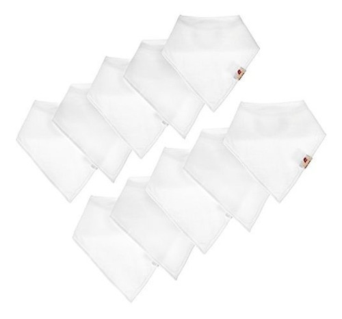 Adovely 10 Pack White Baby Bandana Drool Bibs Algodon Organi