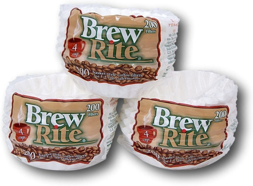 Brew Rite 4 Taza Cesta De Cafe Filtros Desechables   600