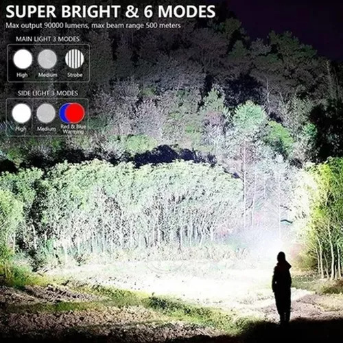 Lanterna Led De Longo Alcance Holofote 2000 Metros+usb