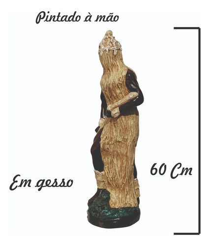 Imagem Obaluaê Omulu Gesso 60 Cm Umbanda Candomblé Marrom-claro