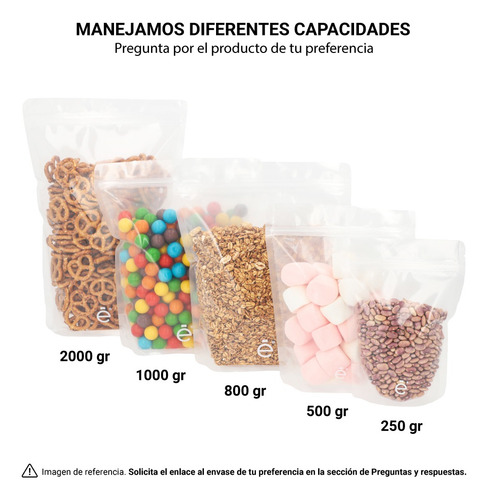 Bolsa Stand Up Pouch 1000gr Con Zipper Transparente 500pzs