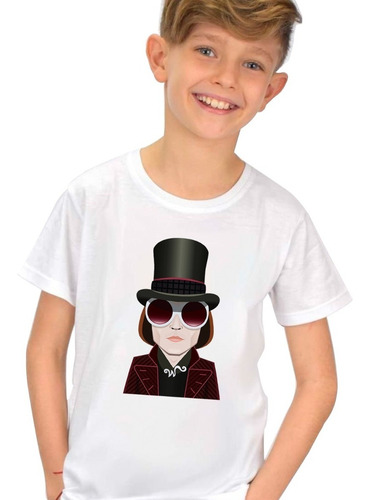 Imagen 4 de 6 de Remera Blanca Johnny Depp Willy Wonka Cine Unisex Y Niños