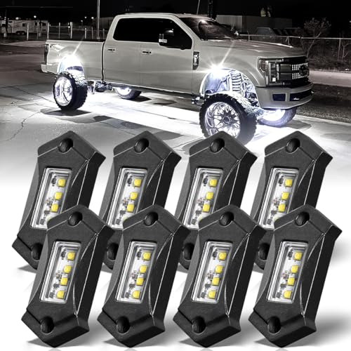 Ledkito R3 White Led Rock Lights 8pcs For Trucks Je-ep Off R