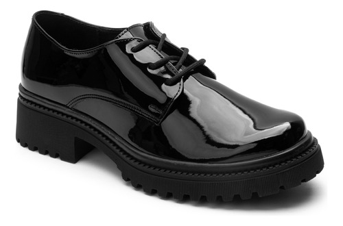 Zapato Escolar Negro Charol Tipo Choclo Para Niña 24271