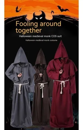 Co Túnica Monje Hechicero Místico Medieval Halloween
