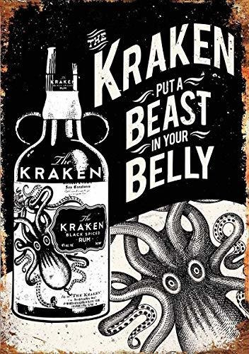 Señales - Ngfd Kraken Rum Tattoo Drink Vintage Tin Sign Me