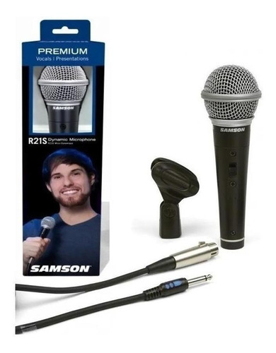Imagen 1 de 4 de Microfono Dinamico Samson R21s Premium Cable Y Pipeta