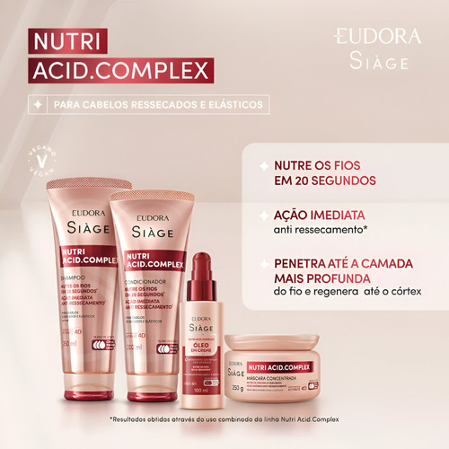 Kit 4 Nutri Acid Complex Shampoo Condicionador Máscara Óleo
