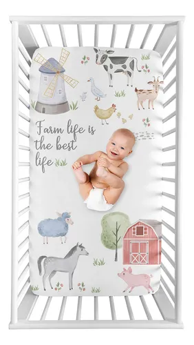 comprar Sábana Ajustable Sweet Jojo Designs Farm Animals Para Cuna