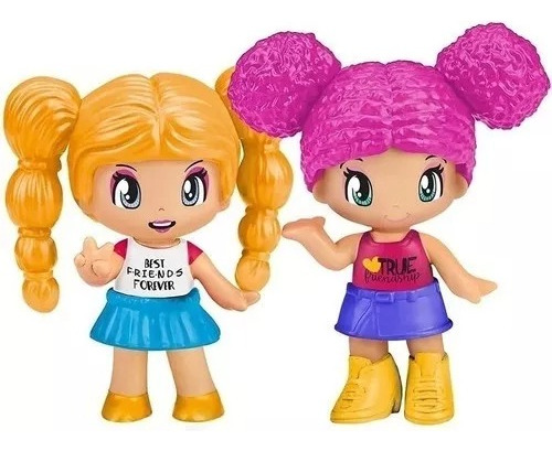 Pinypon Muñecas X 2 Bff Mejores Amigas Pelo Rubio Y Fucsia 