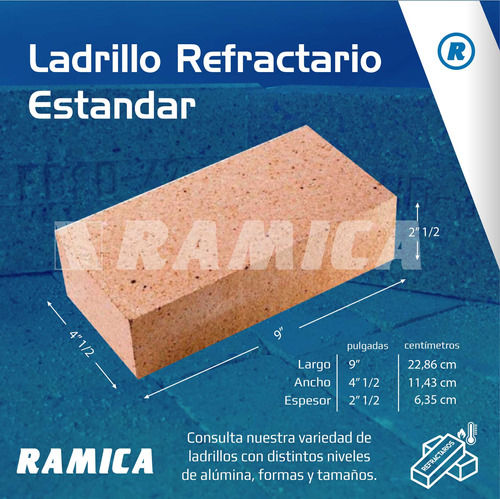 Ladrillo Refractario Fbhd-34 Estandar 9  X 4 1/2  X 2 1/2 