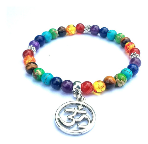 Pulsera 7 Chakras Piedras Naturales Símbolo Om 6mm Yoga