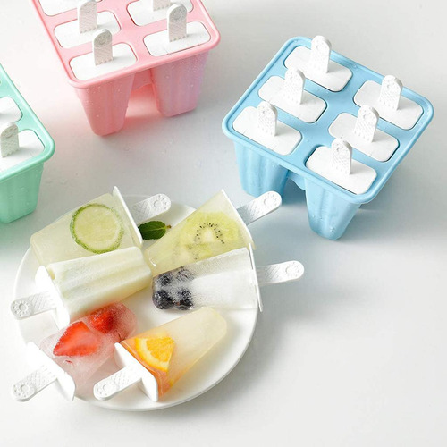 Molde De Silicona Para Hacer Paletas De Hielo, 6 Celdas Rosa