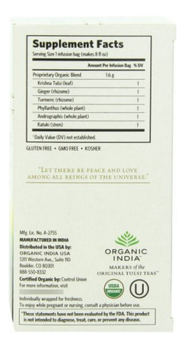 Té Herbal Orgánico Tulsi Cleanse - Desintoxicante Y Relajant