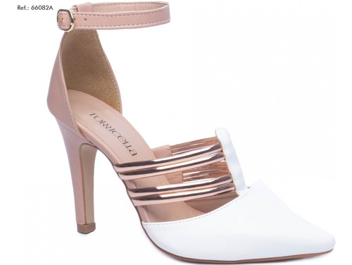 Imagem 1 de 5 de Sandália Scarpin Branco Noiva Rosê Sapato Salto Médio