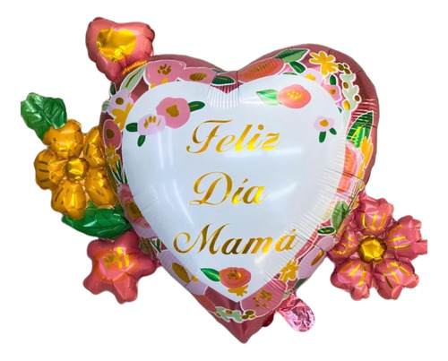 2 Globos Flores Y Corazón1 32 Pulgadas Mamá 10 De Mayo Madre